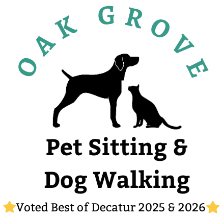 Oak Grove Pet Sitting and Dog Walking logo with dog and cat