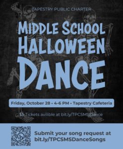 Poster for Middle School Halloween Dance Friday October 28th