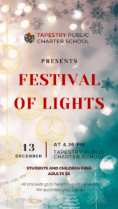 Winter Arts Show posters of Festival of Lights with twinkle light photo with background