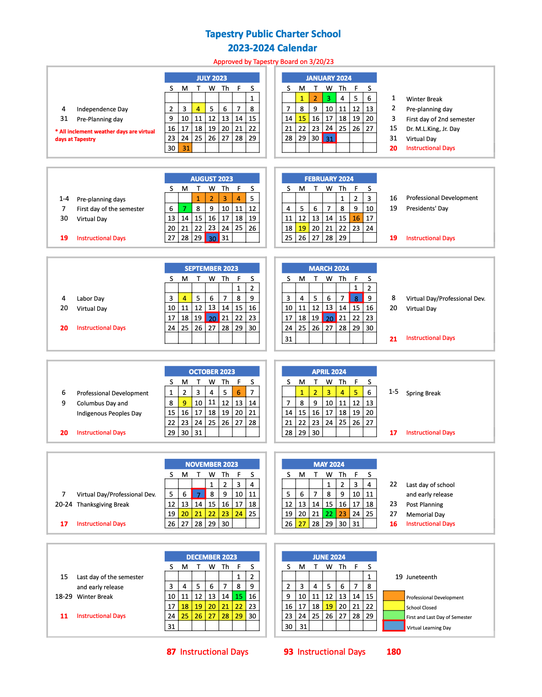 The 2023-2024 Calendar is Out – Tapestry Public Charter School