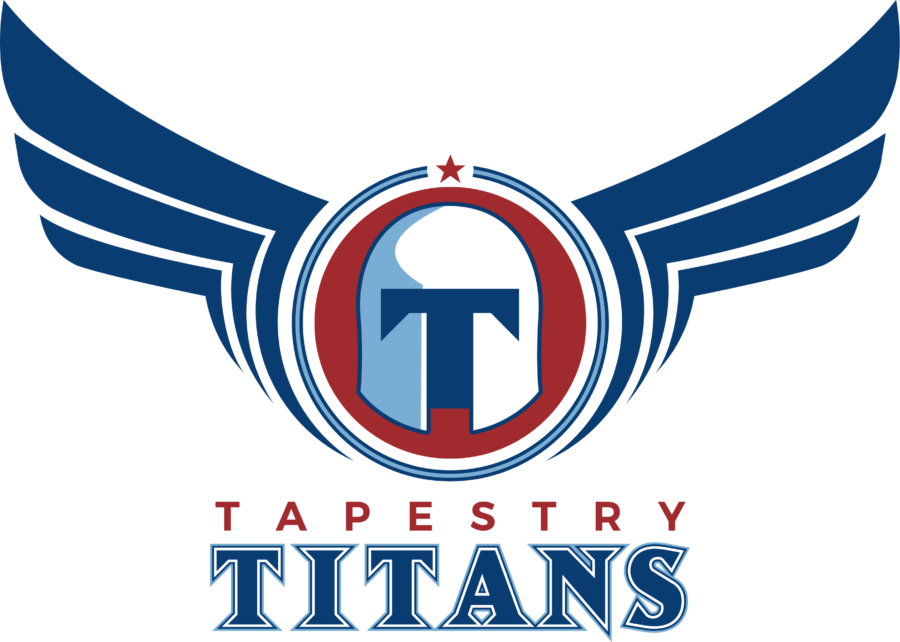 Tapestry Titans logo with wings and letter T emblem