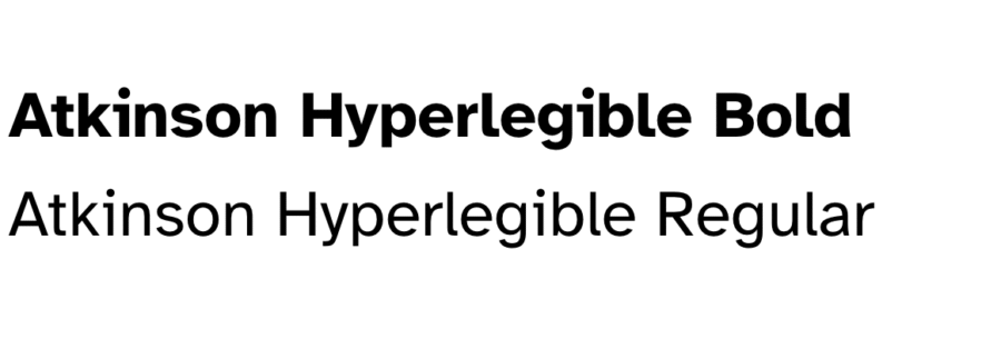 Atkinson Hyperlegible typeface shown in Regular and Bold weights.